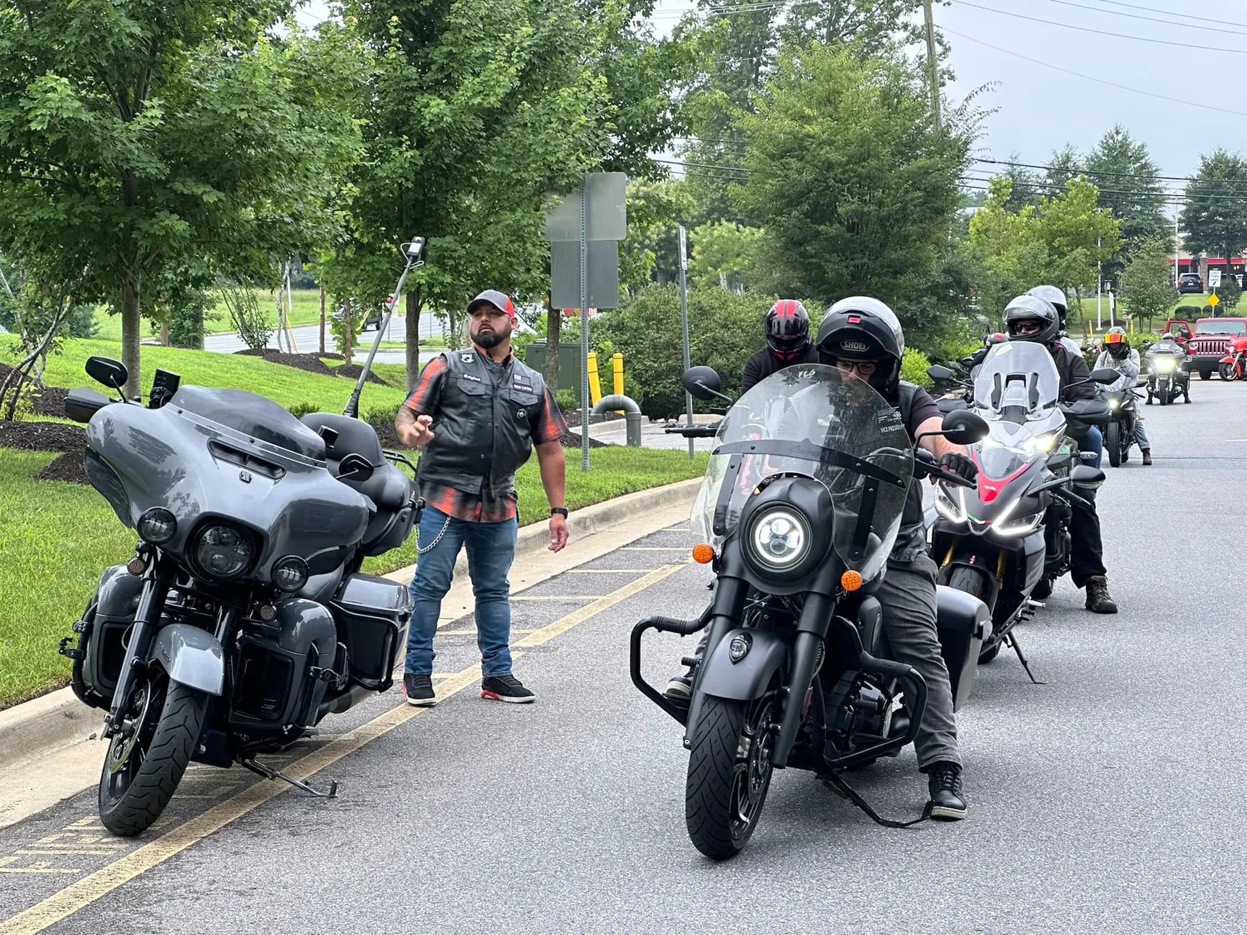 Iron Vanguard riders arriving at a regroup point