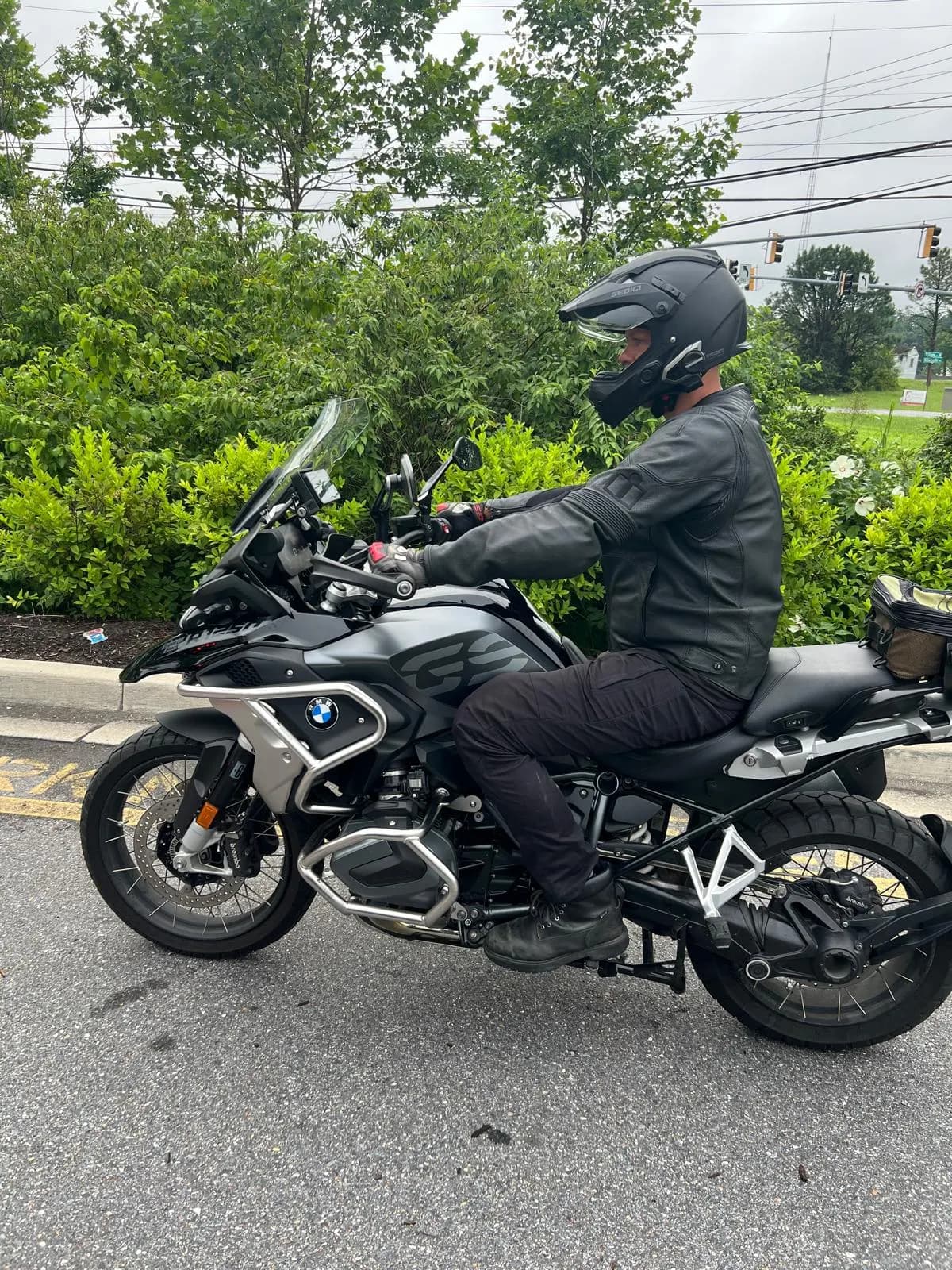 Adventure motorcycle rider with Iron Vanguard Riding Club