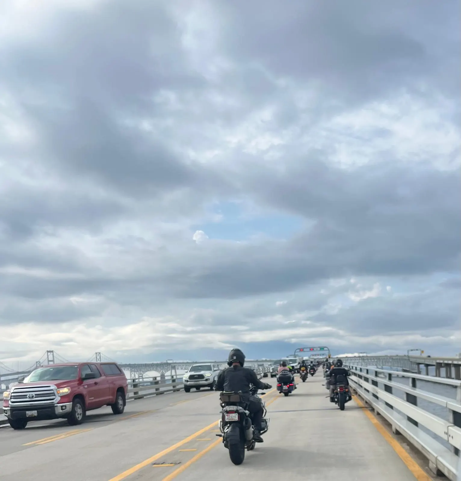 Riders approaching the Bay Bridge on a summer ride